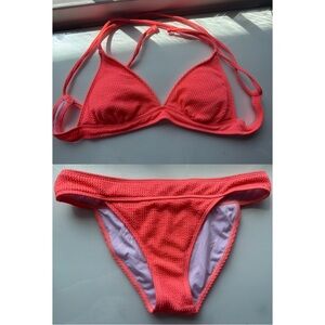 NEW NEVER WORN Neon Vibrant Coral Bikini Set Women’s Medium